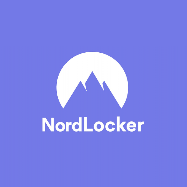 Logo of the NordLocker service on blue background
