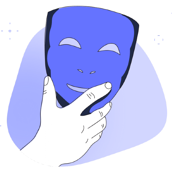 StartMail branding - a white hand holding a blue mask