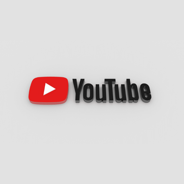 logo of YouTube on grey background